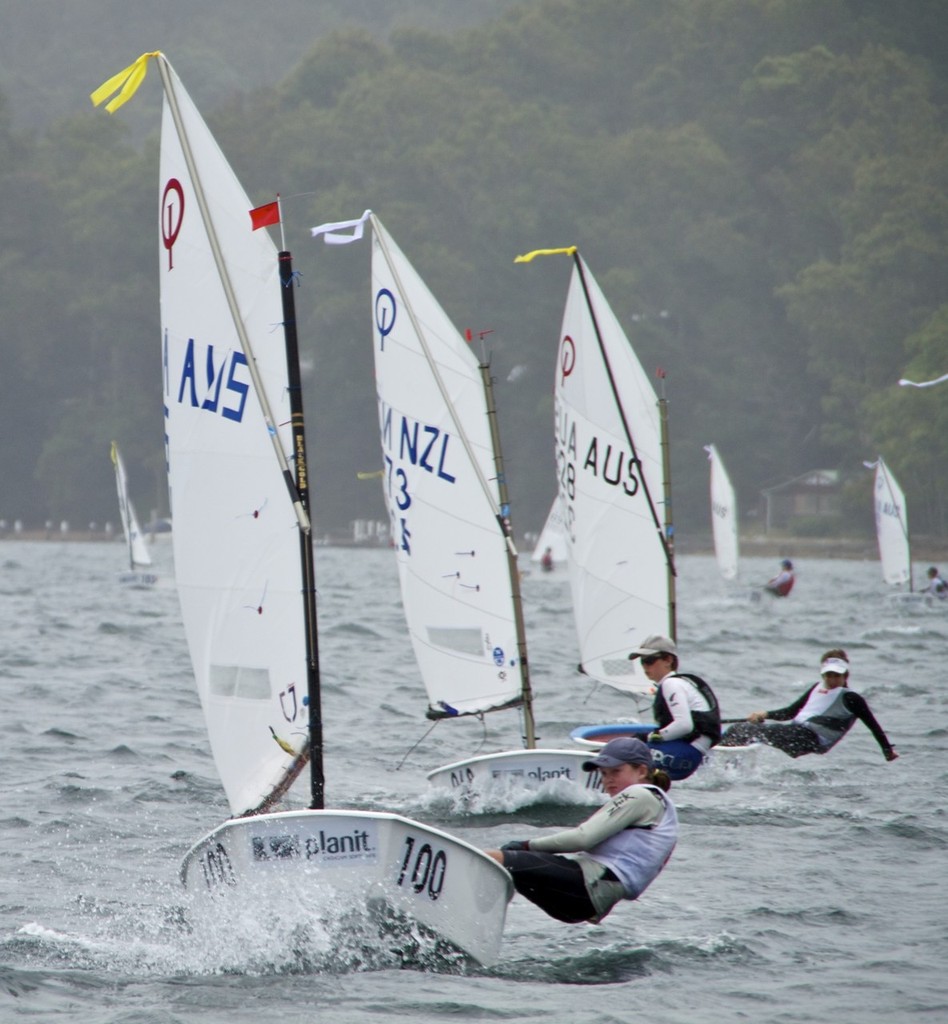 Nia Jerwood in action on Day One finished second overall in the Open Fleet and the first female - 2011 International Optimist Australian & Open Championship © Damian Devine